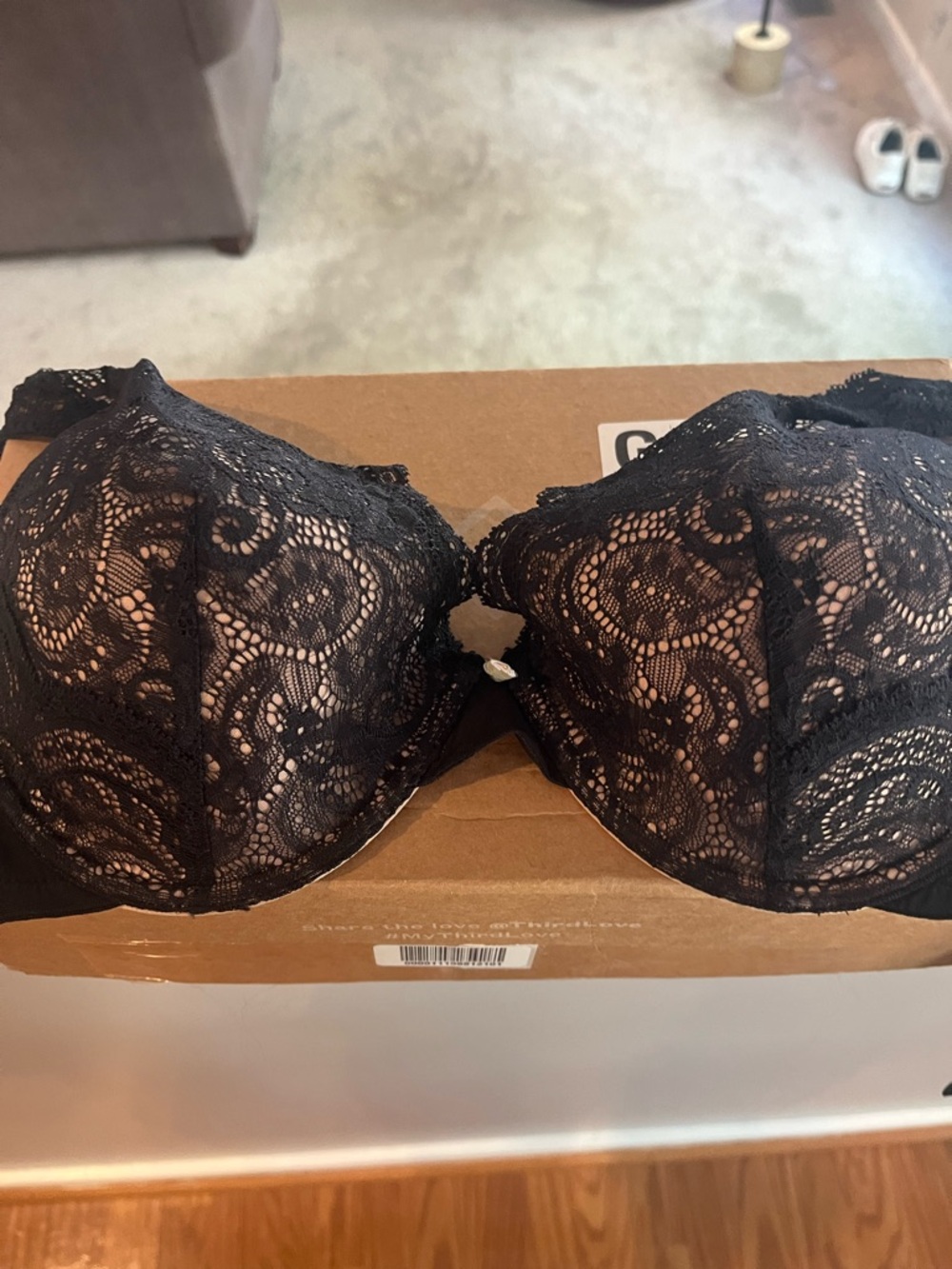 ThirdLove Black Lace Underwire Bra - Sheer Floral Design
